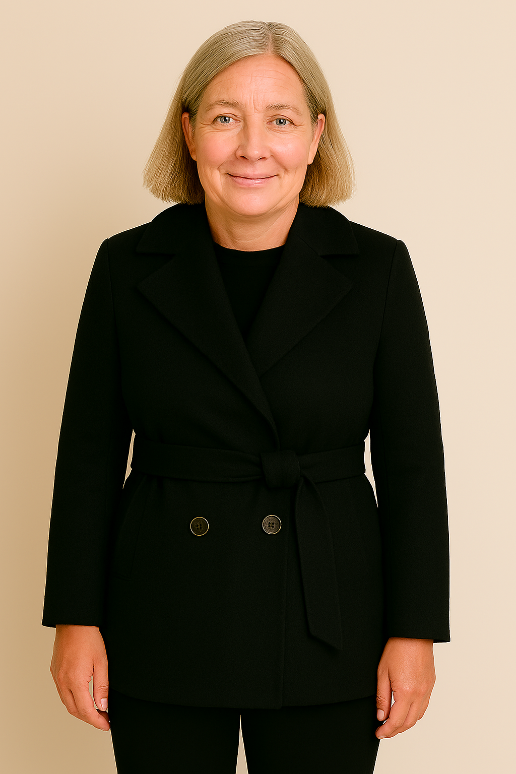 Lagoz Tilorraine | Elegante wollen winterjas met ceintuur in Europees design