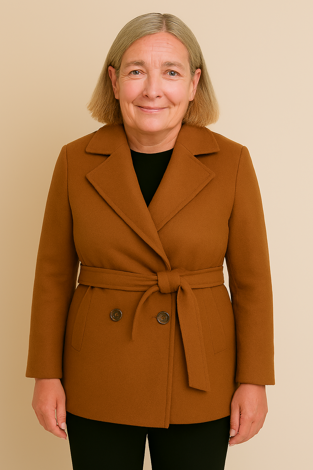 Lagoz Tilorraine | Elegante wollen winterjas met ceintuur in Europees design