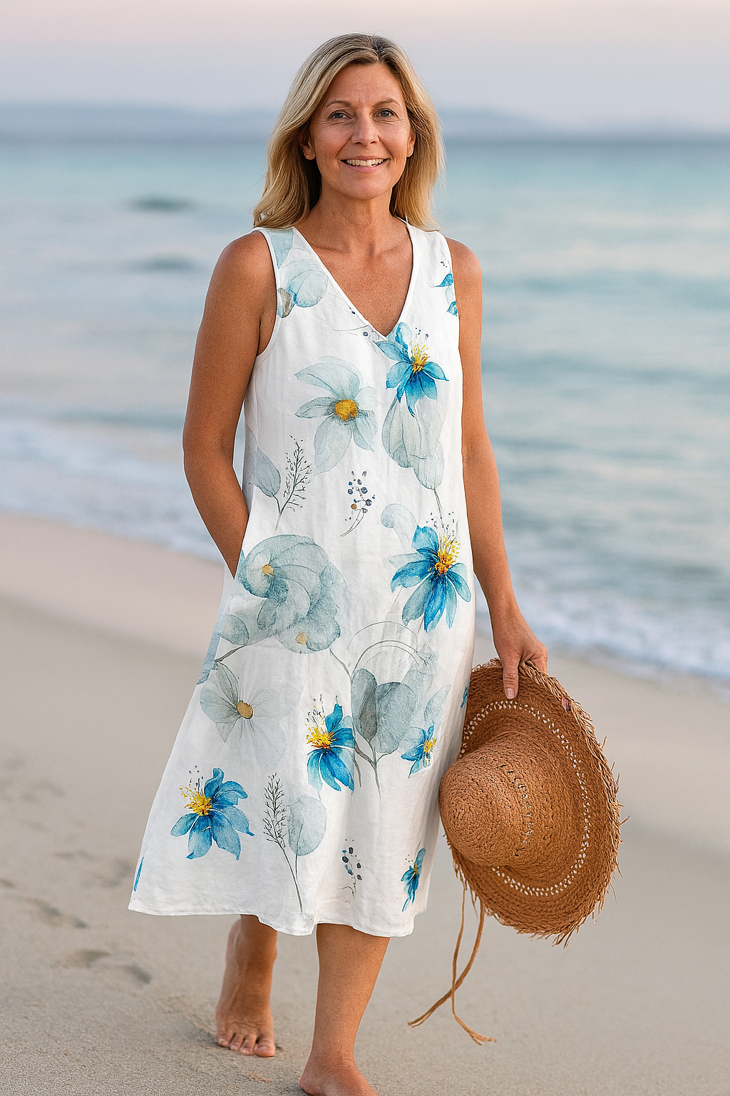 Lagoz™ – Zomerse Mouwloze Jurk met Bloemenprint