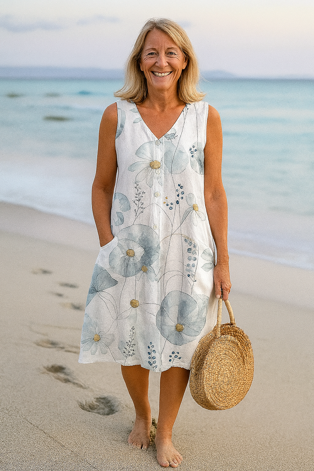 Lagoz™ – Zomerse Mouwloze Jurk met Bloemenprint