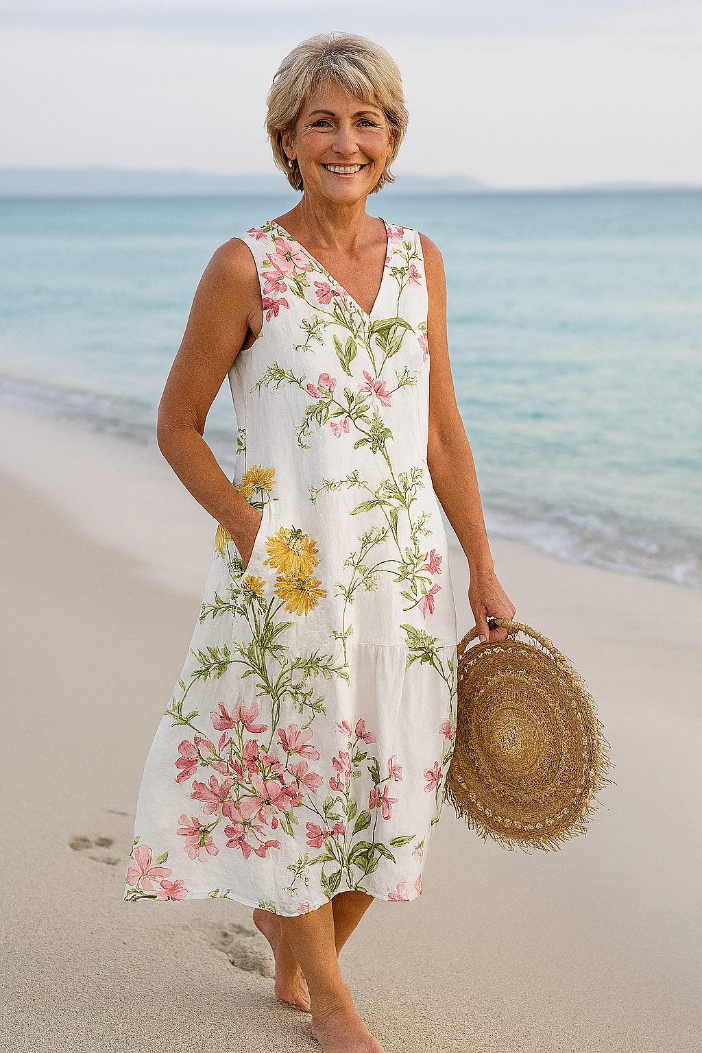 Lagoz™ – Zomerse Mouwloze Jurk met Bloemenprint
