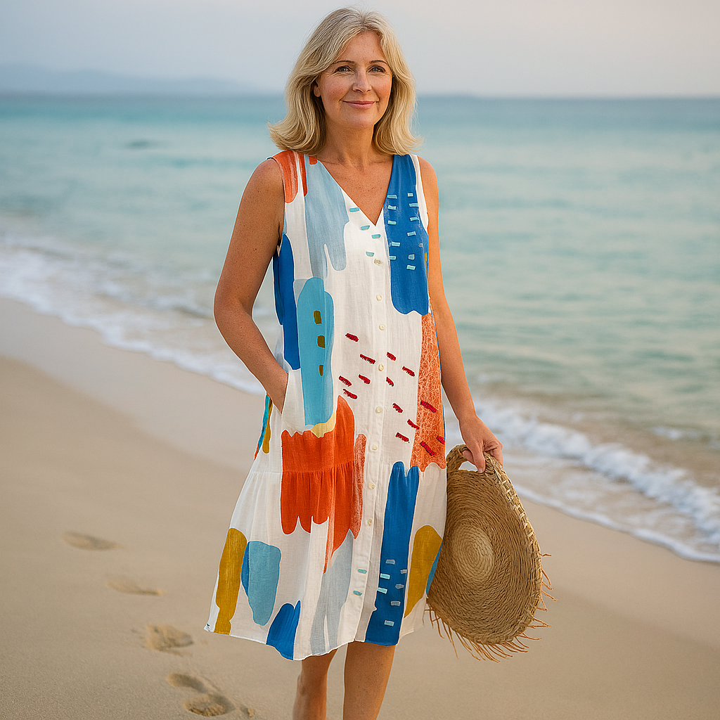 Lagoz™ – Zomerse Mouwloze Jurk met Bloemenprint