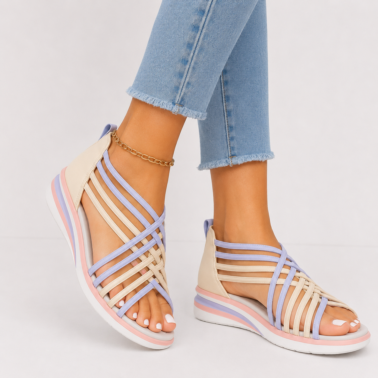 Lagoz Lifona | Comfortabele Dames Sandalen Met Elastische Bandjes – Makkelijke Instap