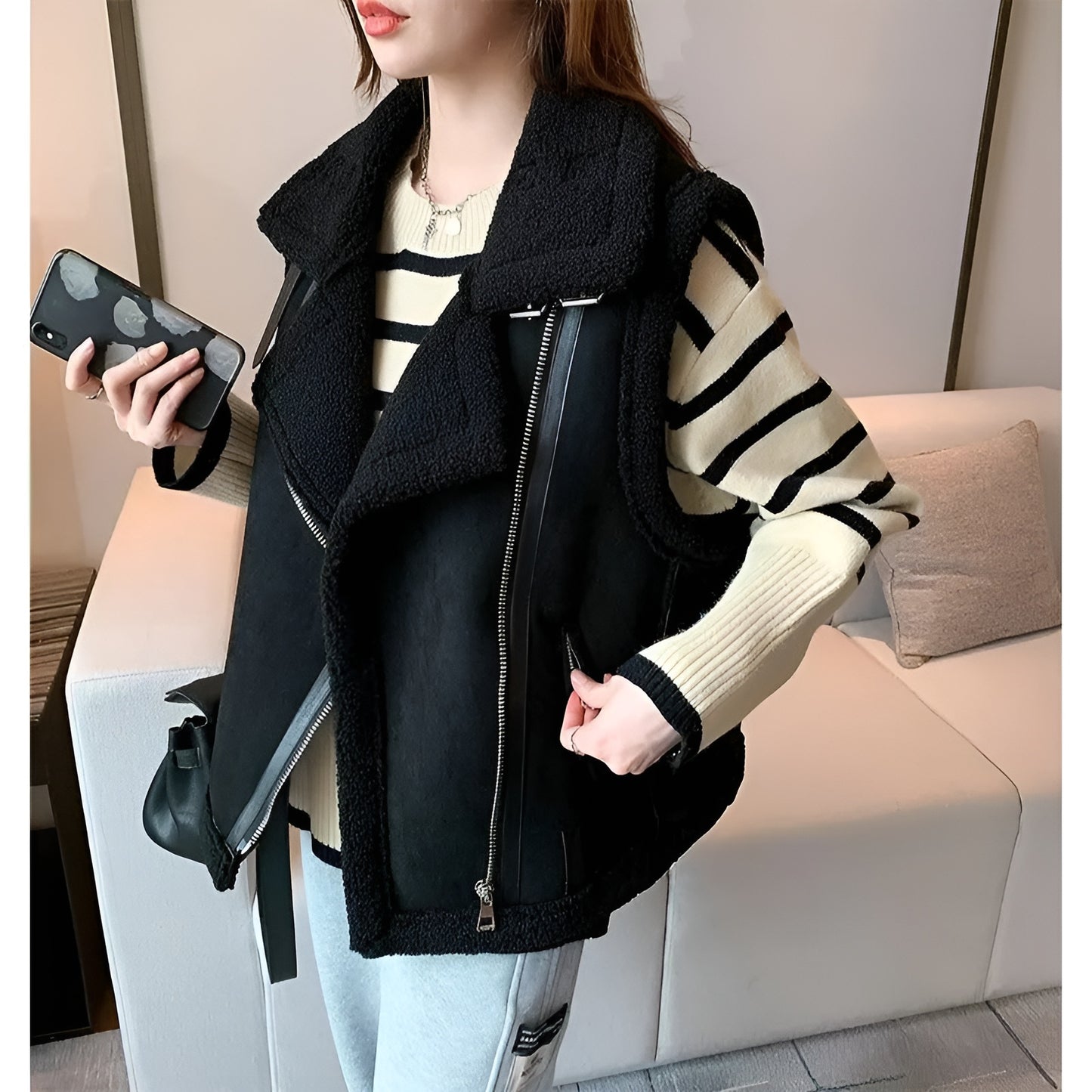 Fleece Women Vest Waistcoat Female Vest Sleeveless Jacket Ladies Warm Thick Sleeveless Vest Coat Outerwear Vintage Vests