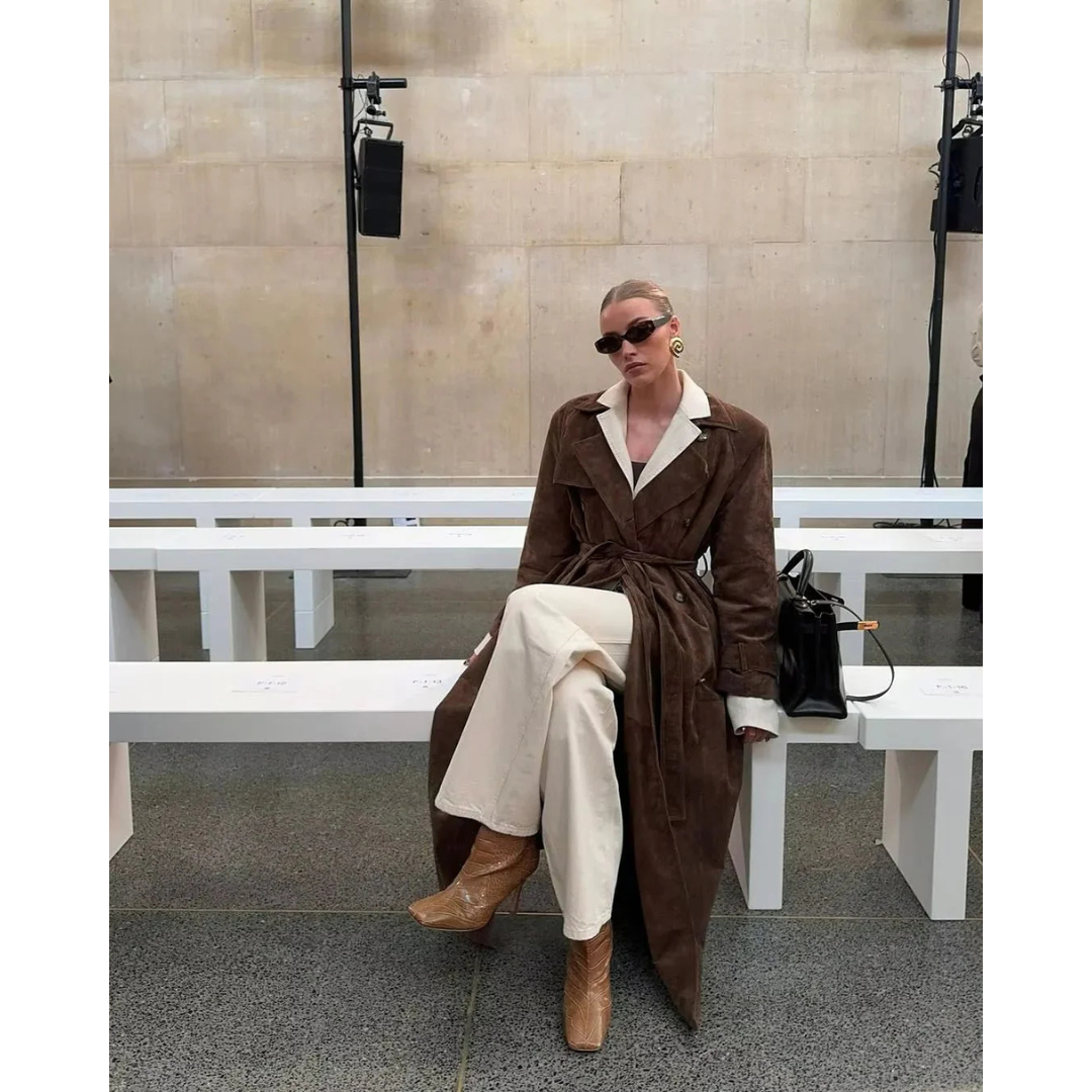 Lagoz | Eline Suede Long Trenchcoat