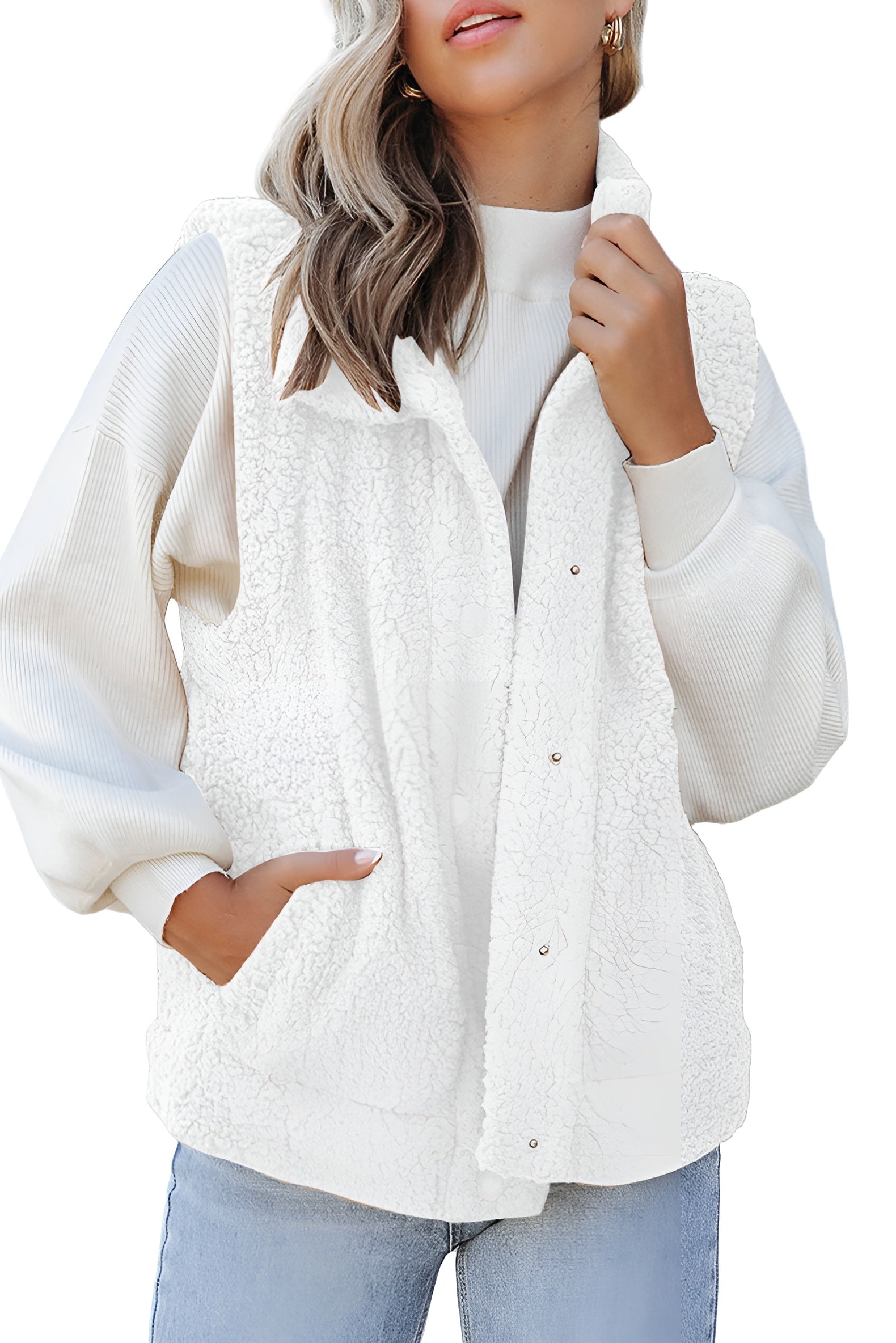 Lagoz Luchtig | Effen Vest met Knopen & Zakken