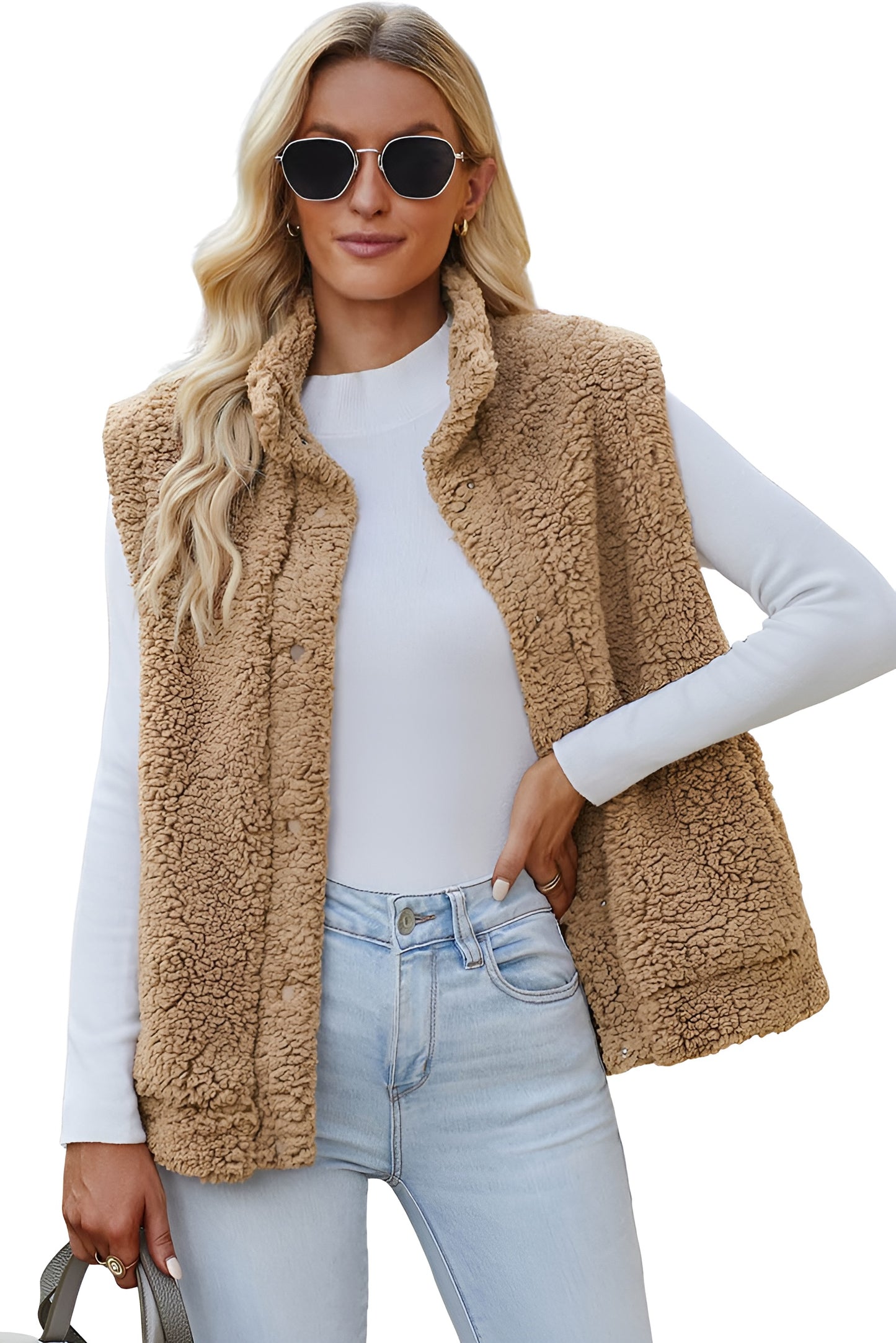 Lagoz Luchtig | Effen Vest met Knopen & Zakken