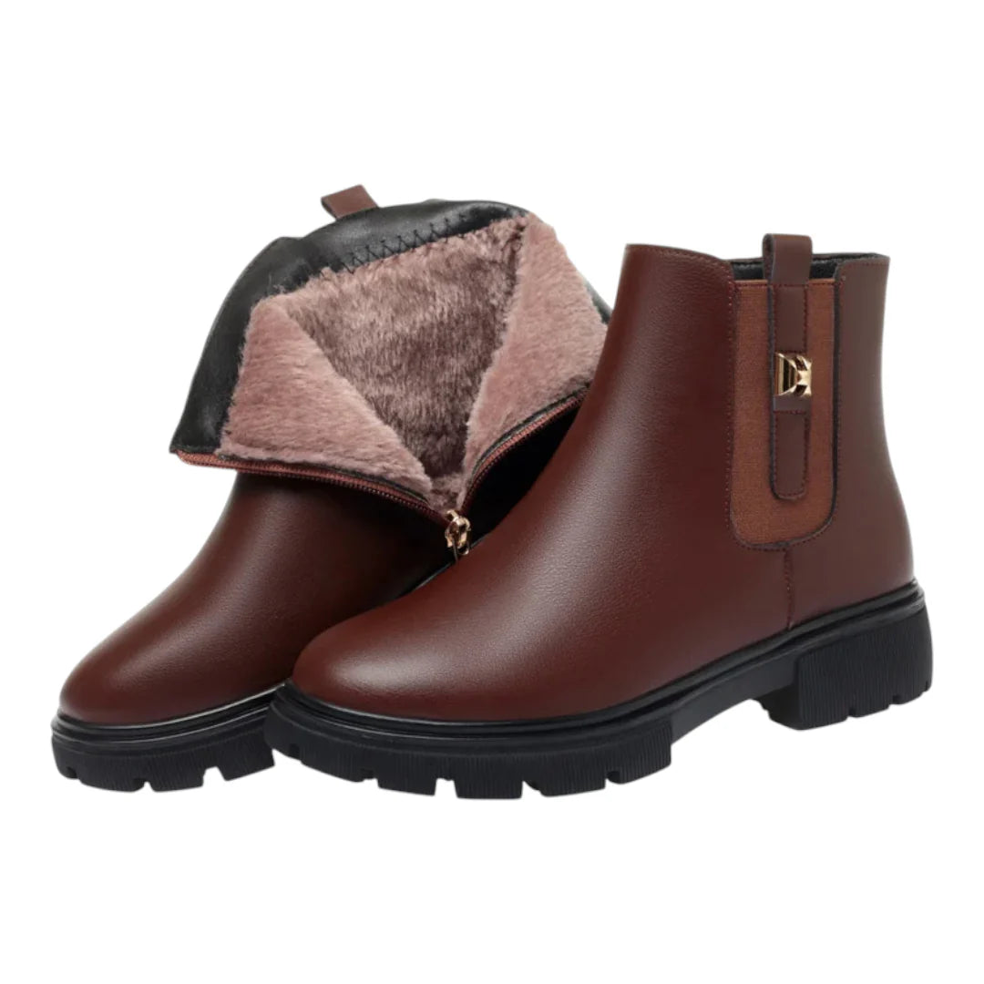 Lagoz Kylia | Gevoerde Orthopedische Dames Enkellaarzen – Warme Snowboots met Rits