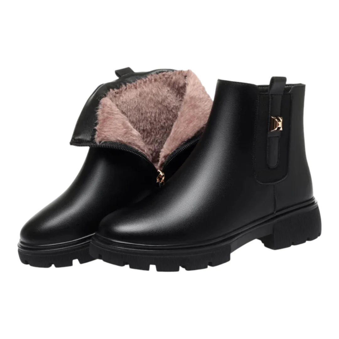 Lagoz Kylia | Gevoerde Orthopedische Dames Enkellaarzen – Warme Snowboots met Rits