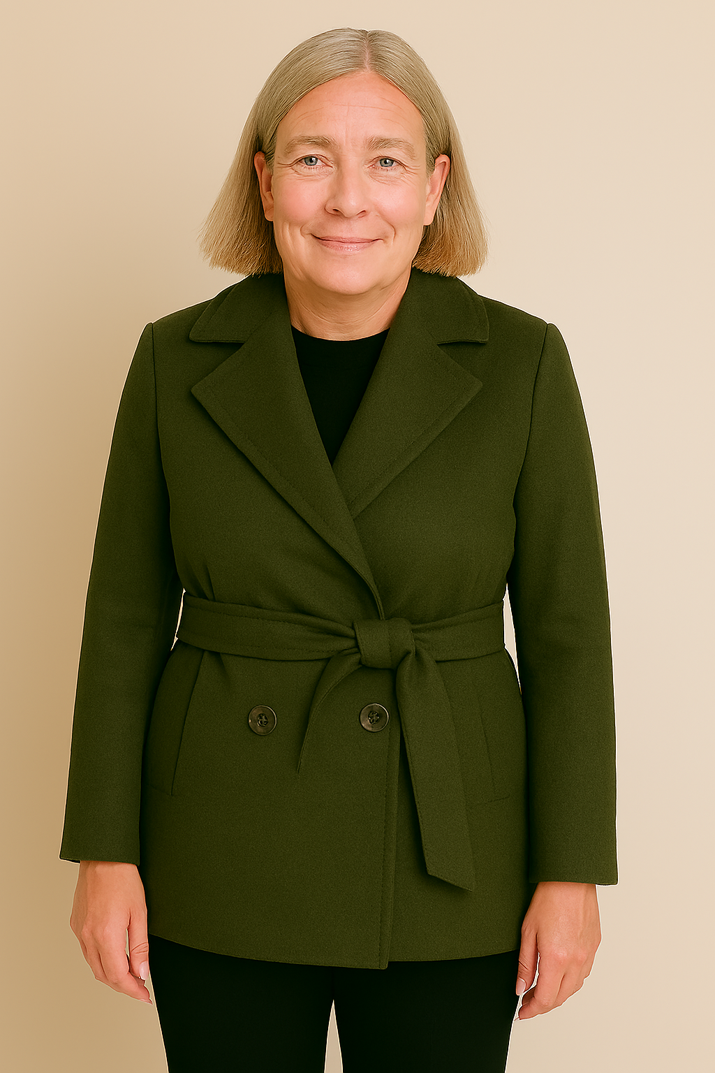 Lagoz Tilorraine | Elegante wollen winterjas met ceintuur in Europees design