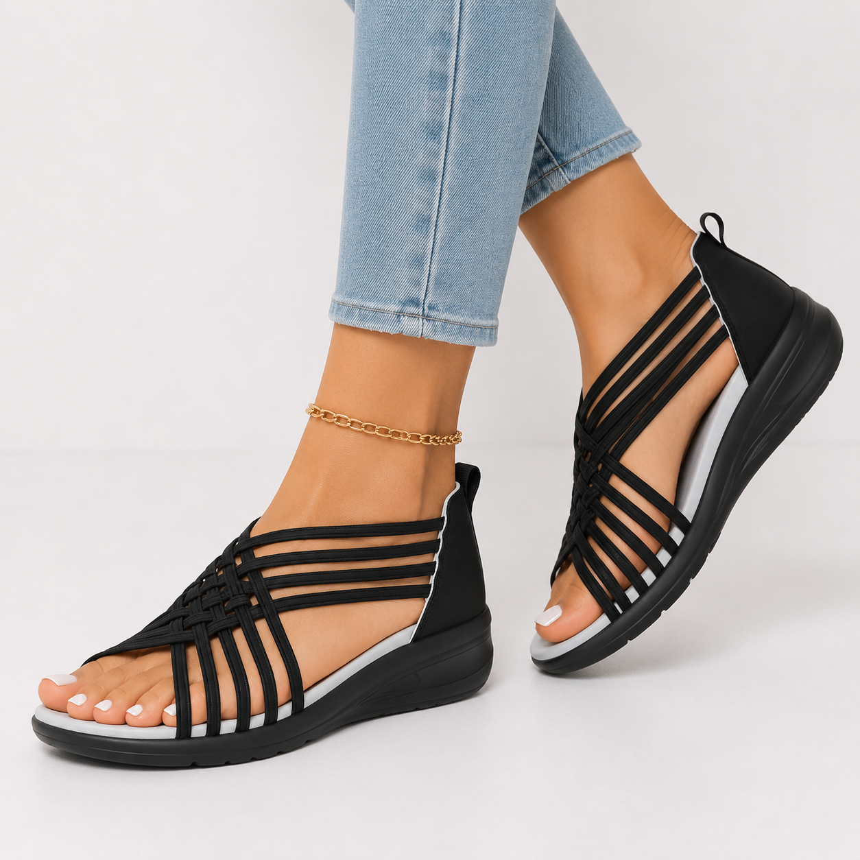 Lagoz Lifona | Comfortabele Dames Sandalen Met Elastische Bandjes – Makkelijke Instap