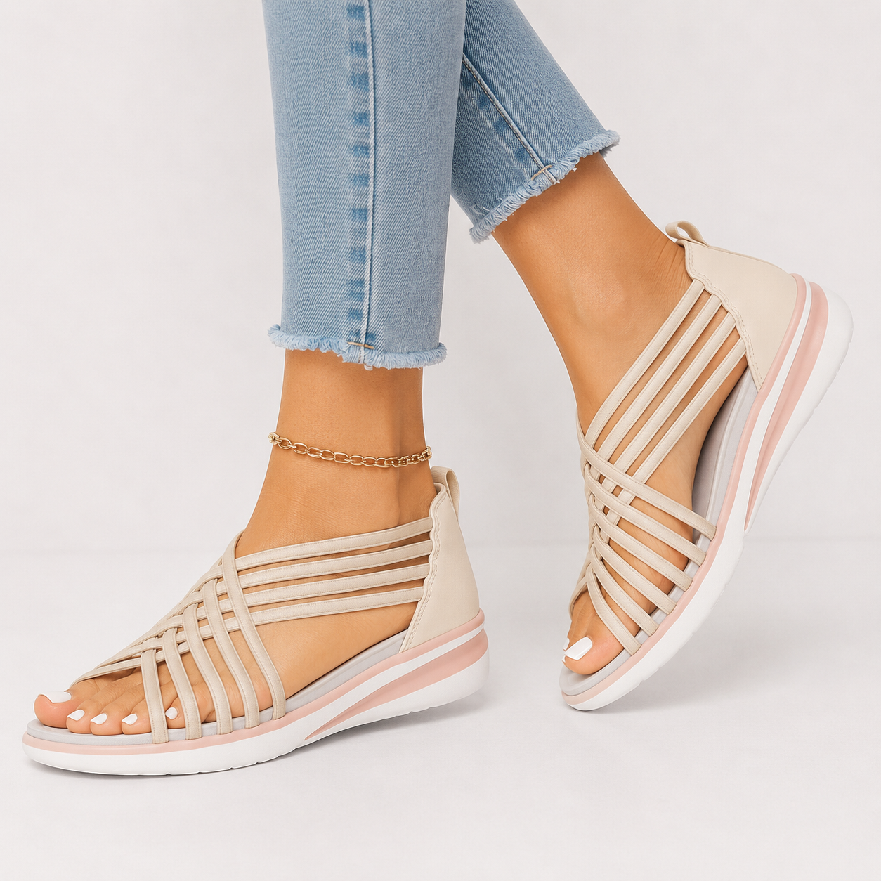 Lagoz Lifona | Comfortabele Dames Sandalen Met Elastische Bandjes – Makkelijke Instap