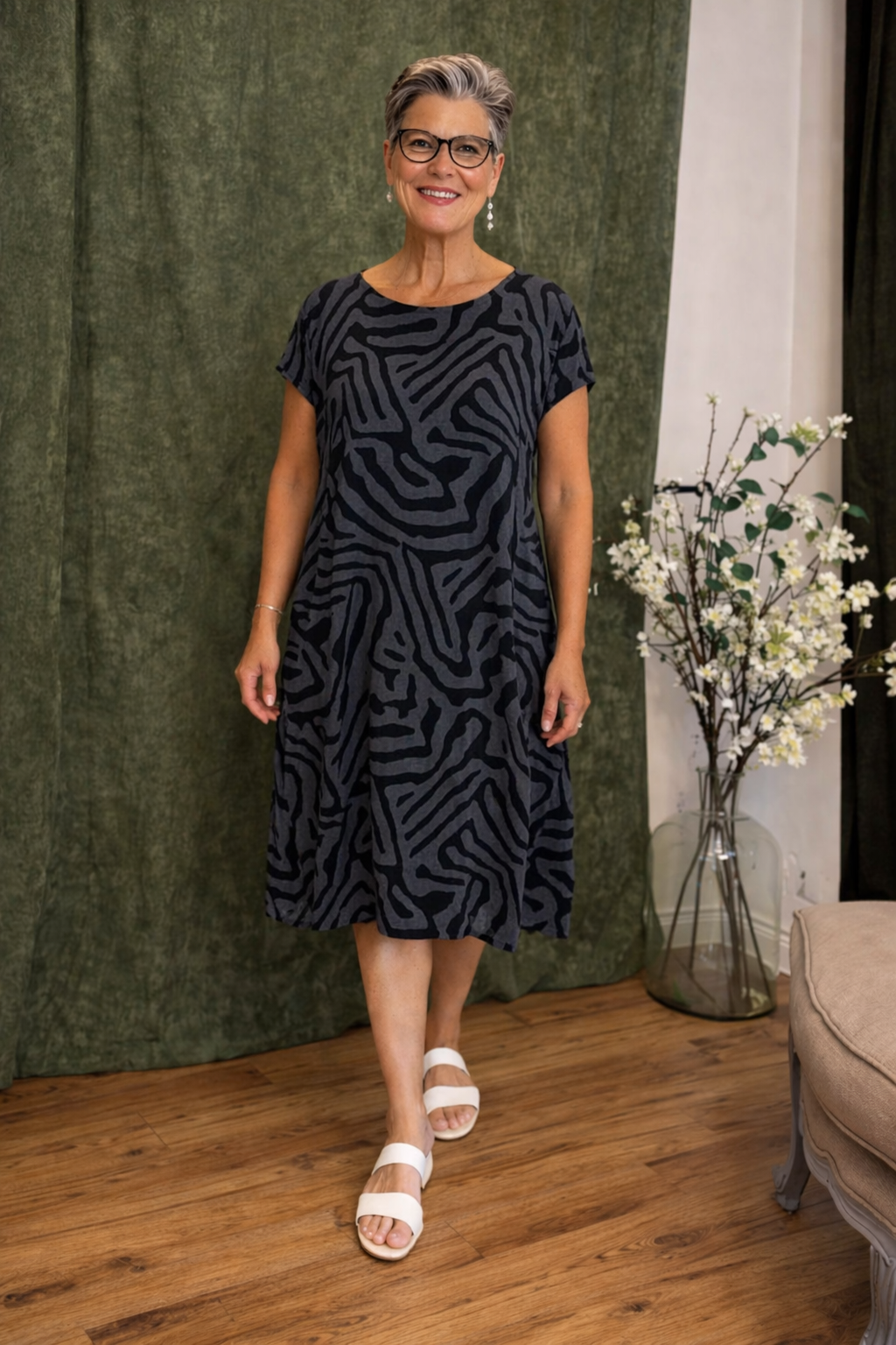 Lagoz Ingrid | Linnen Zomer Midi Dames Jurk