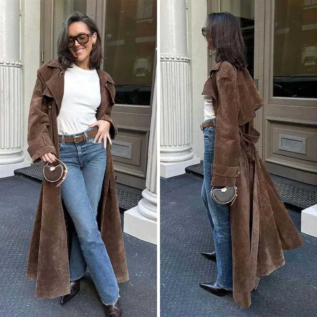 Lagoz | Eline Suede Long Trenchcoat