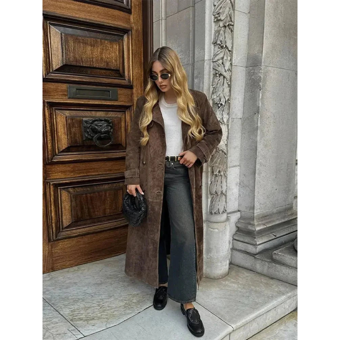 Lagoz | Eline Suede Long Trenchcoat