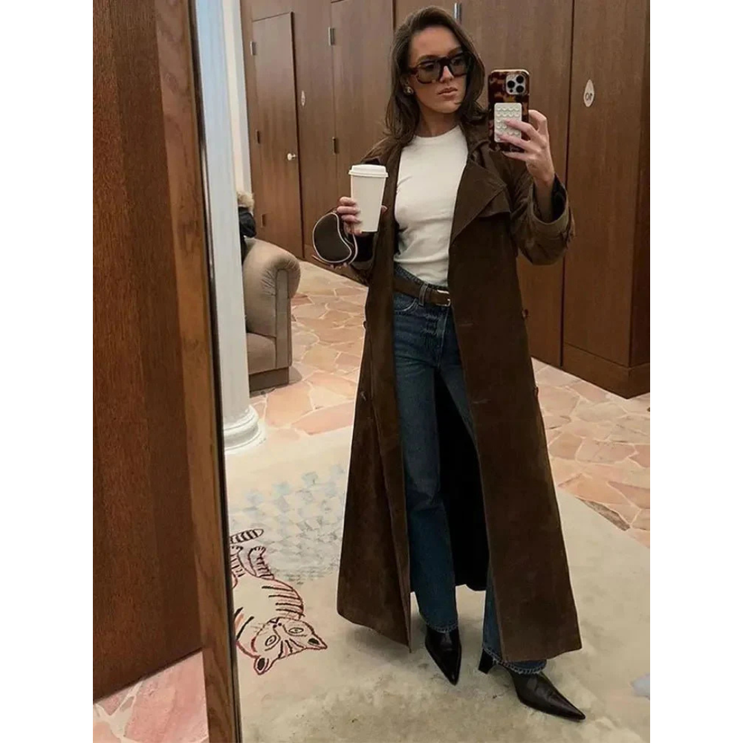 Lagoz | Eline Suede Long Trenchcoat