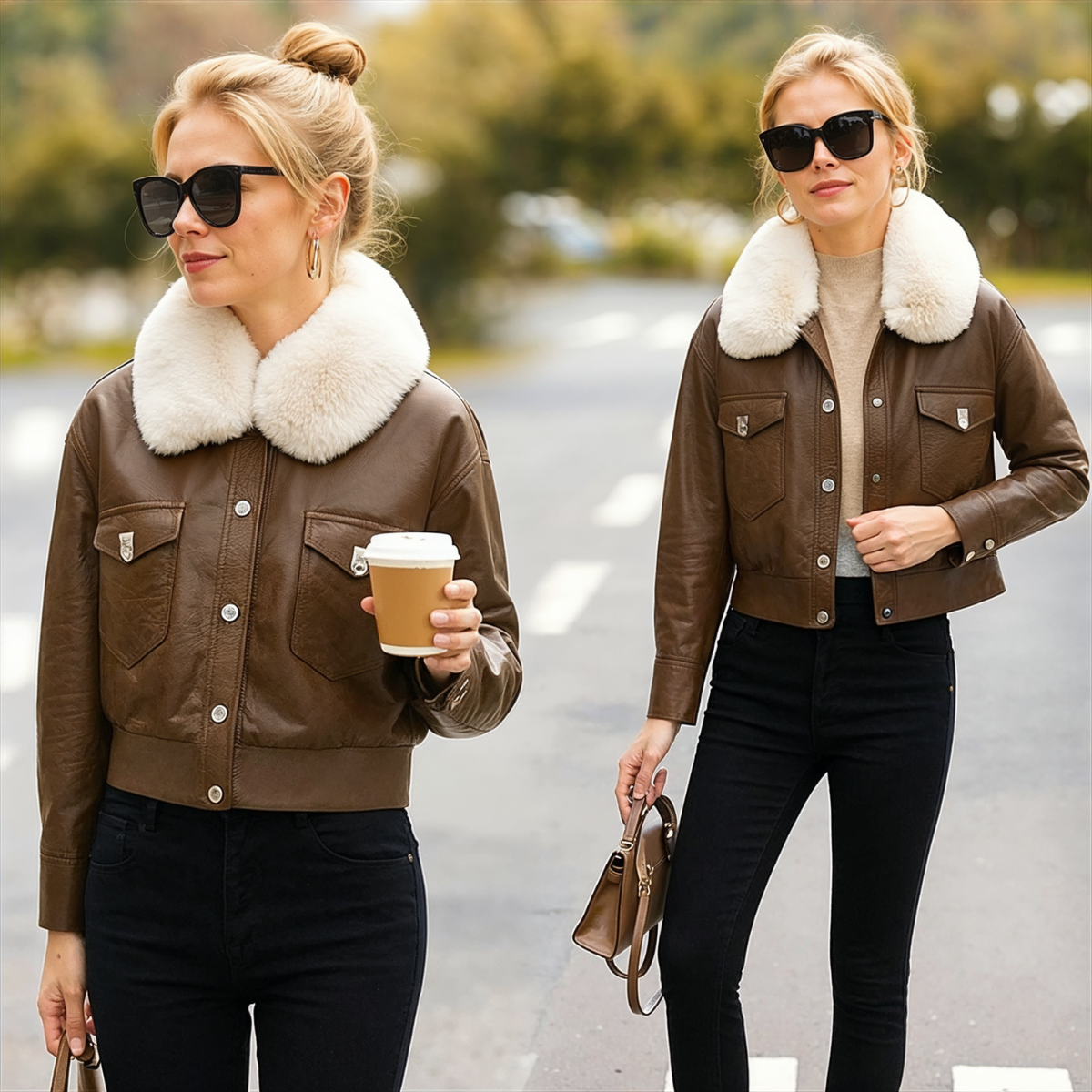 Lagoz Roxy | Leren jas imitatiebont