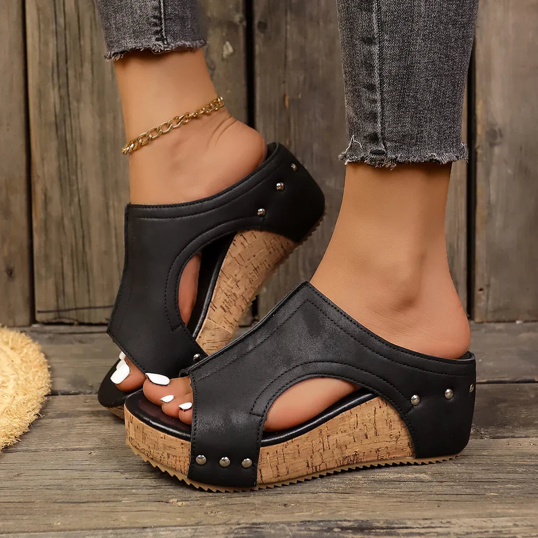 Lagoz Pira | Orthopedische Ondersteunende Dames Sandalen Met Sleehak