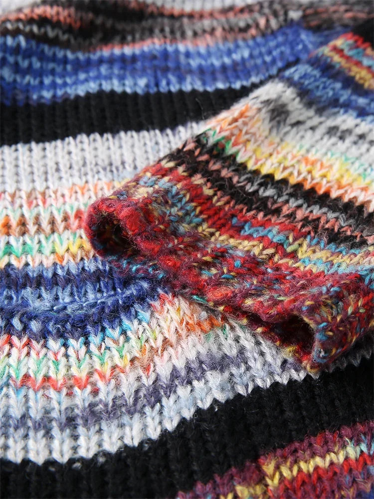 Lagoz Puye™ – Kleurrijk Gebreid Vest met Losvallende Pasvorm