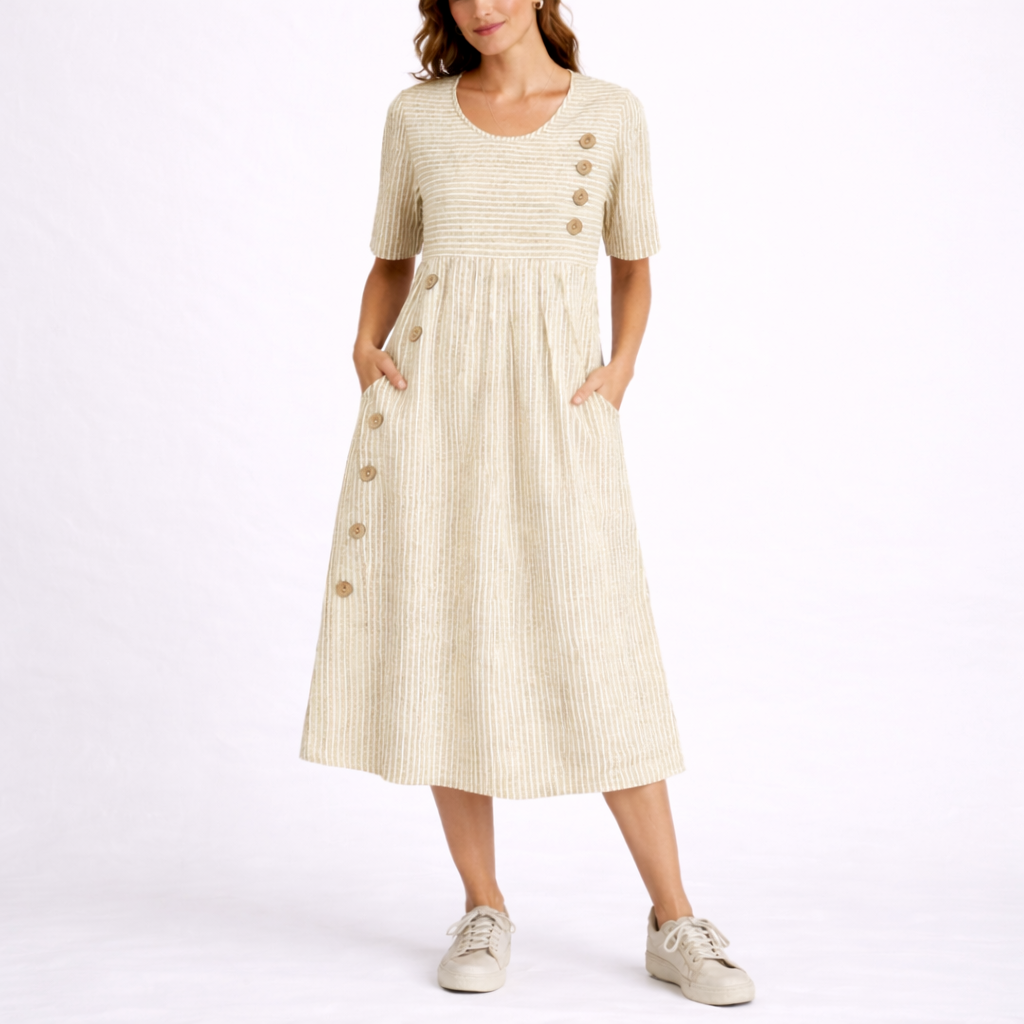 Lagoz Filia | Gestreepte Dames Midi Jurk