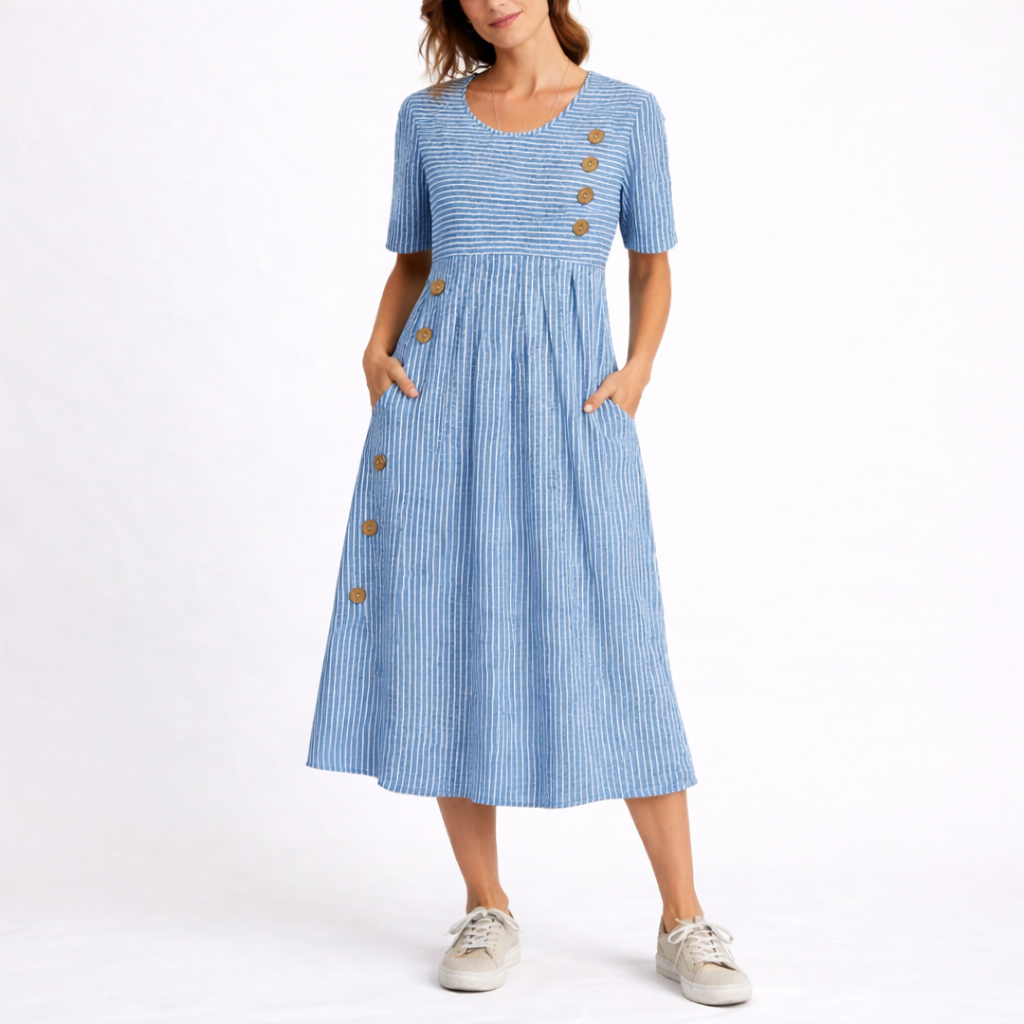 Lagoz Filia | Gestreepte Dames Midi Jurk