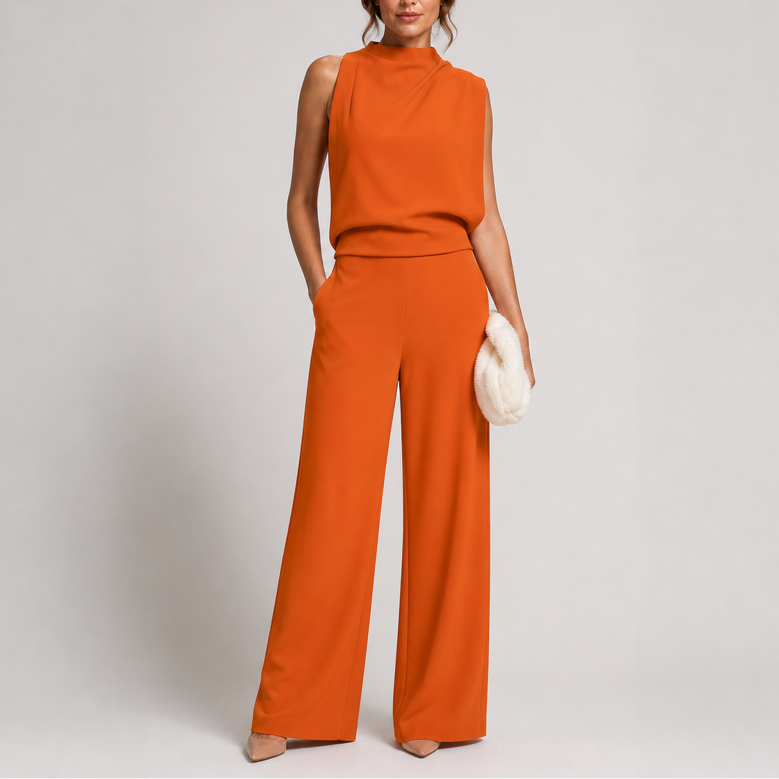 Lagoz Julia | Dames Jumpsuit Met Mouwloos Bovenstuk En Wijde Pijpen