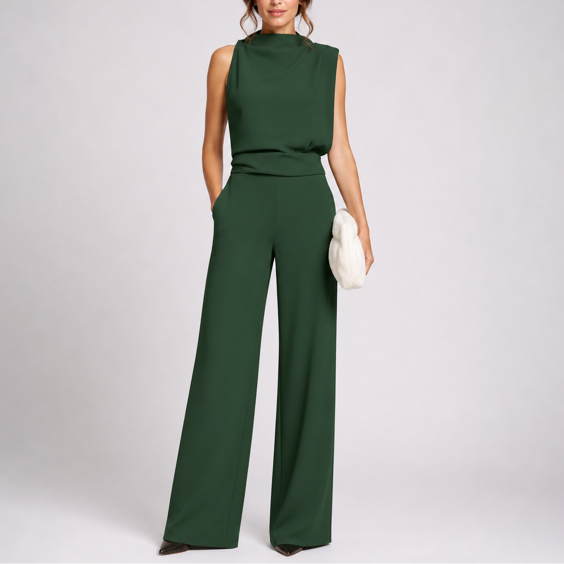 Lagoz Julia | Dames Jumpsuit Met Mouwloos Bovenstuk En Wijde Pijpen