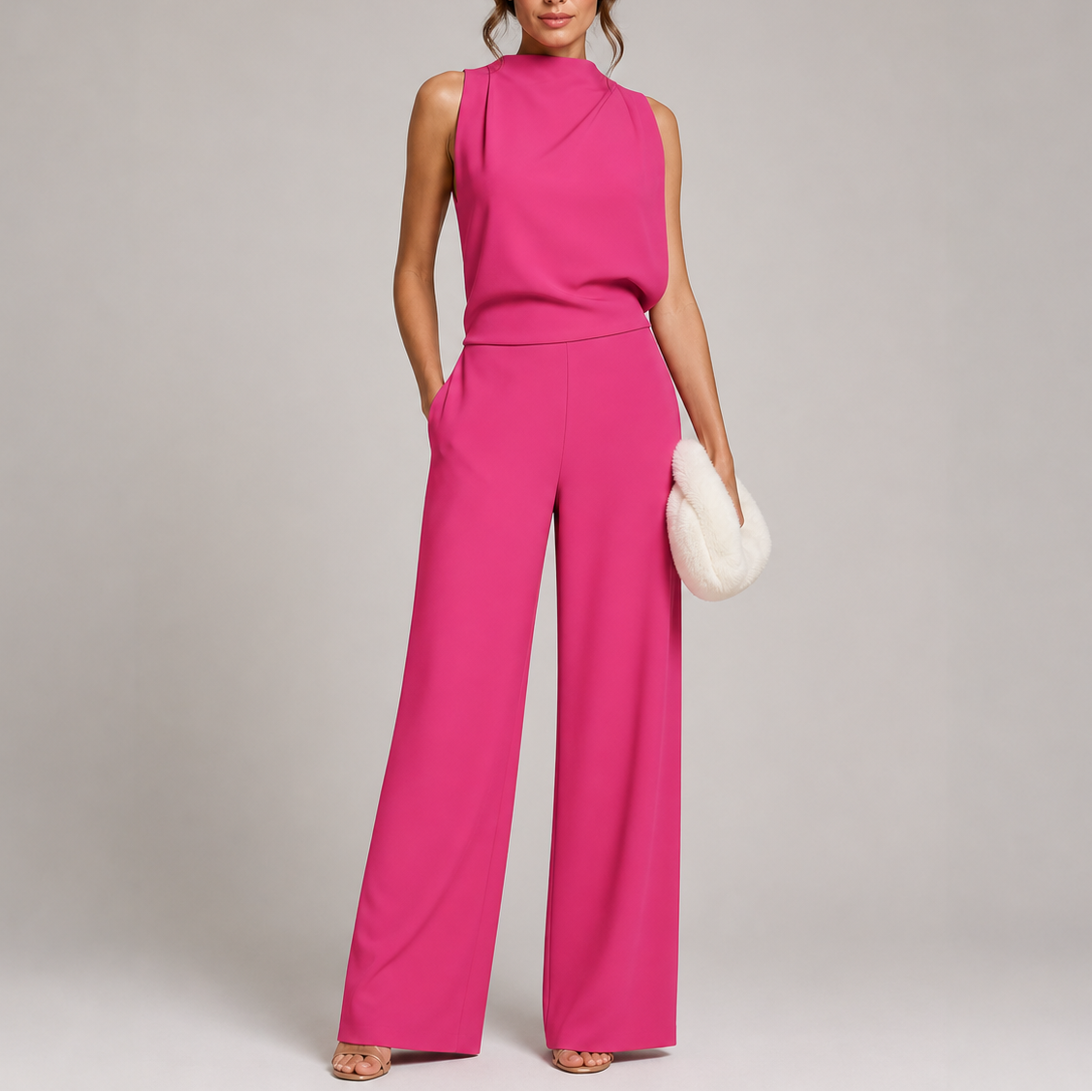 Lagoz Julia | Dames Jumpsuit Met Mouwloos Bovenstuk En Wijde Pijpen